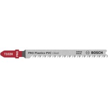 BOSCH Pilový plátek pro přímočaré pily PRO Plastics PVC clean T102H, 100 mm, 5 ks 2608667446