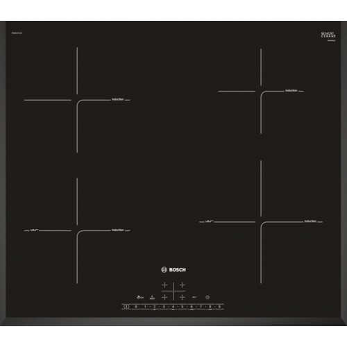 Bosch Serie 6, Indukční varná deska, 60 cm, černá, instalace na pracovní desku PIE651FC1E