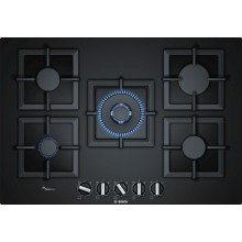 Bosch Serie 6, Plynová varná deska, 75 cm, tvrzené sklo, černá PPQ7A6B20