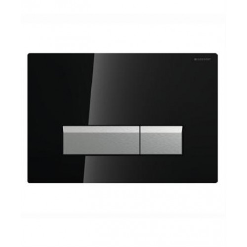 GEBERIT SIGMA 40 ovládací tlačítko s odsáváním, Černé sklo/kartačov. hliník 115.600.SJ.1