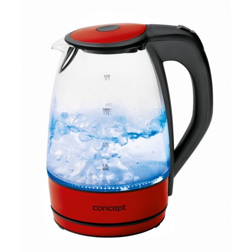 CONCEPT RK-4030re Rychlovarná konvice skleněná 1,7 l červená rk4030re
