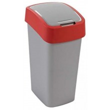 CURVER FLIP BIN 45L Odpadkový koš 65,3 x 29,4 x 37,6 cm stříbrná/červená 02172-547