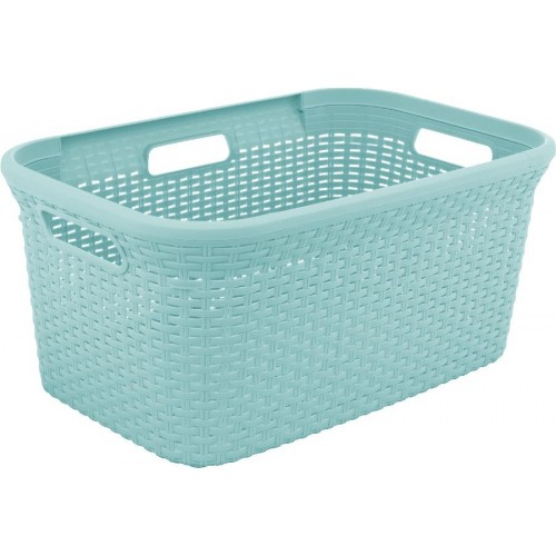 CURVER Koš na čisté prádlo RATTAN, 59,2 x 38 x 27 cm, 45 l, světle modrý, 00708-172