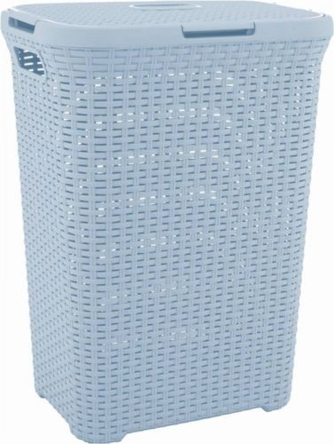 CURVER Koš na špinavé prádlo RATTAN, 61,5 x 26,5 x 44,8 cm, 40 l, světle modrý, 00709-172