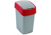 CURVER FLIP BIN 25L Odpadkový koš 47 x 26 x 34 cm stříbrná/červená 02171-547