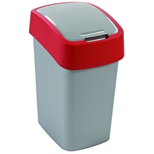 CURVER FLIP BIN 25L Odpadkový koš 47 x 26 x 34 cm stříbrná/červená 02171-547