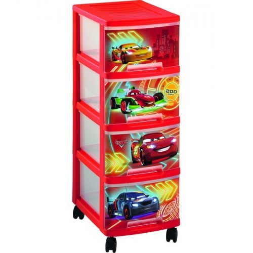 CURVER Regálek 4 zásuvky CARS, 26,4 x 35,1 x 67,5 cm, 00066-C35