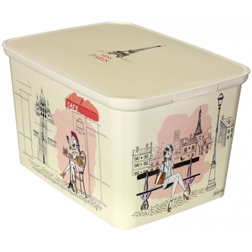VÝPRODEJ CURVER box úložný dekorativní AMSTERDAM L Miss Paris, 40 x 30 x 24 cm, 04730-M33 BEZ VÍKA
