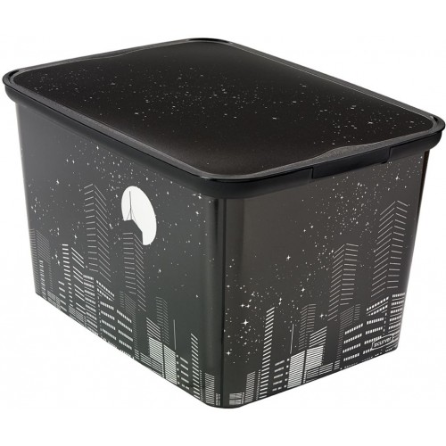 CURVER Úložný box AMSTERDAM L Skyline, 40 x 30 x 24 cm, černá, 04730-S28