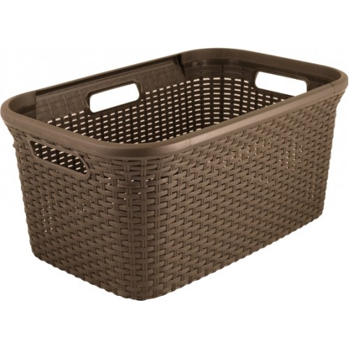 CURVER Koš na čisté prádlo RATTAN, 59,2 x 38 x 27 cm, 45 l, tmavá mocha, 00708-213