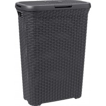 CURVER Koš na špinavé prádlo RATTAN, 61,5 x 26,5 x 44,8 cm, 40 l, tmavě šedý, 00709-308