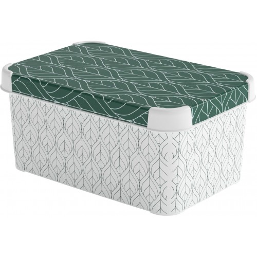 CURVER DECO STOCKHOLM S box úložný 29,5 x 19,5 x 13,5 cm zelené lístky 04710-Y89