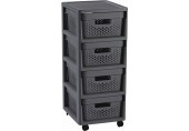 CURVER INFINITY 4x 11L Regál se šuplíky 36 x 29,5 x 65,5 cm, puntíky, tmavě šedé 04356-G43