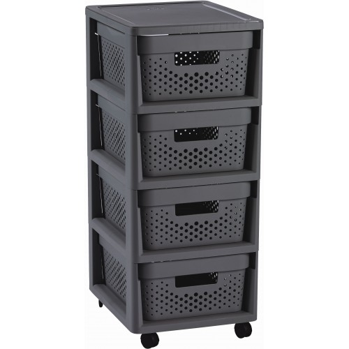 CURVER INFINITY 4x 11L Regál se šuplíky 36 x 29,5 x 65,5 cm, puntíky, tmavě šedé 04356-G43 CURVER INFINITY 4x 11L Regál se šuplíky 36 x 29,5 x 65,5 cm, puntíky, tmavě šedé 04356-G43