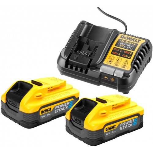 DeWALT DCB1104H2 PowerStack Sada akumulátorů 18V (2x5,0Ah) + nabíječka