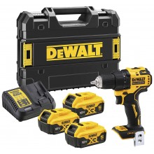 DeWALT DCD708P3T Aku Bezuhlíková vrtačka (65Nm/18V/3x5Ah) kufr Tstak