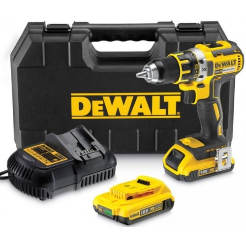 DeWALT DCD790D2 Aku Bezuhlíková vrtačka 13mm, XR Li-ion (2x2,0Ah/18V) kufr Tstak