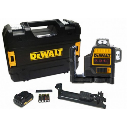 DeWALT DCE089LR Aku křížový laser 3x360° červený s adaptérem na 4× AA baterii