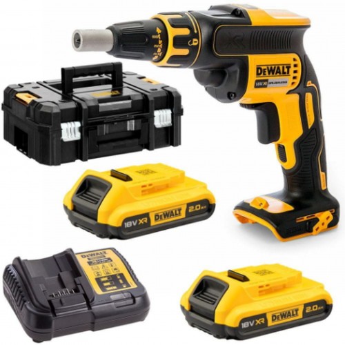 DeWALT DCF620D2 Bezuhlíkový šroubovák na sádrokarton XR (30Nm/18V/2x2,0Ah) kufr Tstak