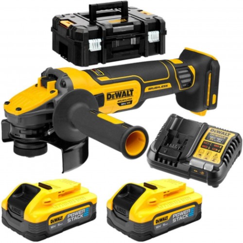 DeWALT DCG409H2T Aku úhlová bruska (125mm/18V/2x5,0Ah PowerStack) kufr Tstak