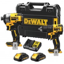 DeWALT DCK2062P2T Kombo sada 18 V Aku příklepový šroubovák + rázový utahovák 18V, 2x 5.0Ah, nabíječka, kufr