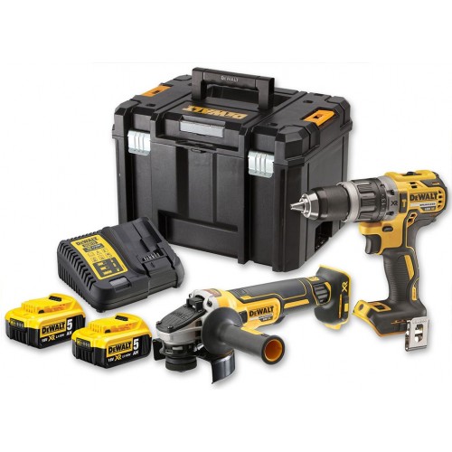 DeWALT DCK2080P2T kombo sada DCD796 + DCG405 + 2x 5ah + DCB115 + TSTAK