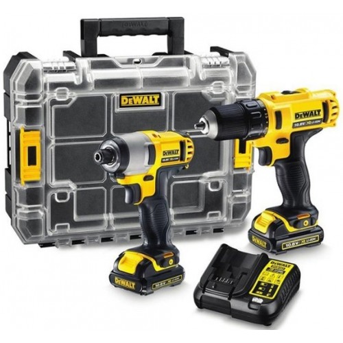 DeWALT DCK211C2T Combo sada vrtačka/šroubovák + rázový utahovák 10.8 V 2 x 1.3 Ah, TSTAK