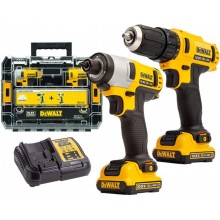 DeWALT DCK211D2T Combo sada vrtačka/šroubovák + rázový utahovák (12V/2x2,0 Ah) Tstak