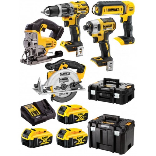 DeWALT DCK551P3T Aku kombo sada DCD796+DCF887+DCS391+DCS331+DCL050 (18V/3x5,0Ah)2xTstak