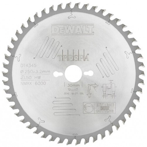 DeWALT DT4345 Pilový kotouč Extreme 250 x 30 mm, 50 zubů, HZ 10°