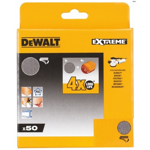 DeWALT Brusná mřížka EXTREME P120 pro pro excentrické brusky, 125 mm, 50 ks DTM8569-QZ