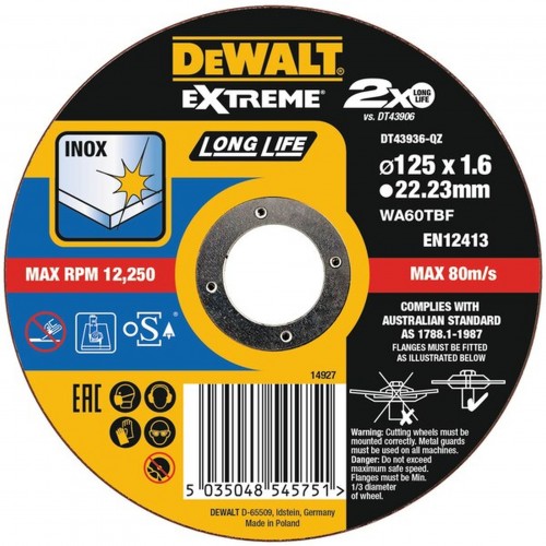 DeWALT DT43936 řezný kotouč na nerez 125 mm DeWALT DT43936 řezný kotouč na nerez 125 mm