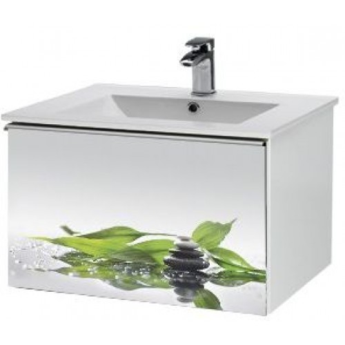 DŘEVOJAS IMAGE 75 závěsná skříňka s umyvadlem Slim 75, bílá/bambus 70673