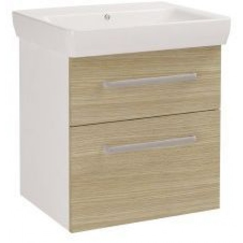 DŘEVOJAS Q MAX 600 skříňka s umyvadlem Q 600, bílá/dub, úchytka B 67475