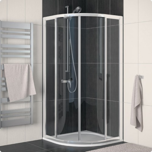 RONAL ECOR ECO-Line čtvrtkruh s dvoudílnými dveřmi, R50, 80cm, bílá/čiré sklo ECOR500800407