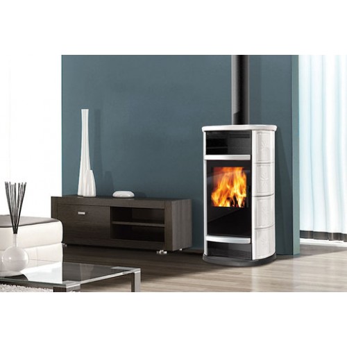 EDILKAMIN BIG teplovzdušná krbová kamna na dřevo, 9,7kW, bílá 755680