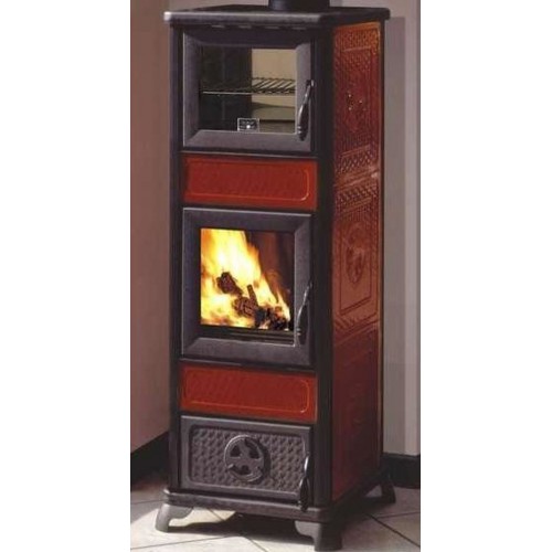 EDILKAMIN DAFNE teplovzdušná krbová kamna na dřevo s píckou bordó 434530