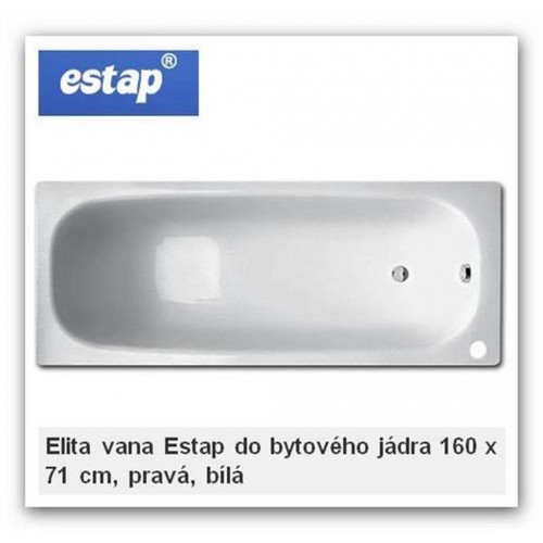 ESTAP Elita vana ze smaltované oceli 160x70 cm do bytového jádra, pravá