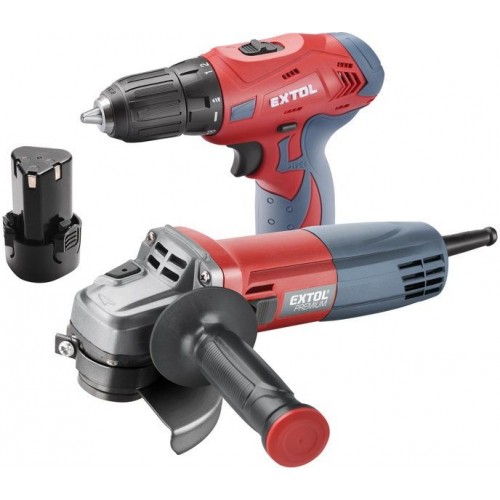 EXTOL PREMIUM vrtačka aku, 12V Li-ion (2x) a bruska úhlová 125mm v plastovém boxu 8898311 EXTOL PREMIUM vrtačka aku, 12V Li-ion (2x) a bruska úhlová 125mm v plastovém boxu 8898311