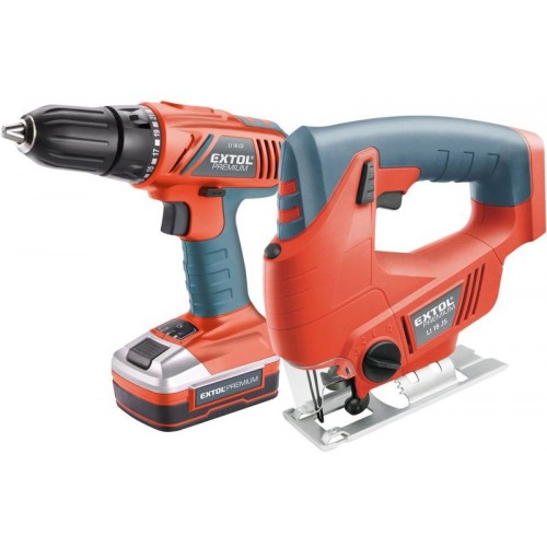 EXTOL PREMIUM vrtací šroubovák aku, 18V Li-ion + zdarma pila přímočará 18V 8898312 EXTOL PREMIUM vrtací šroubovák aku, 18V Li-ion + zdarma pila přímočará 18V 8898312