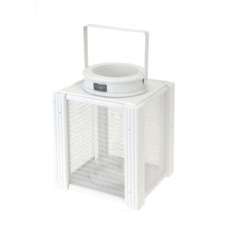 EXCELLENT Lucerna dřevěná, 19,5x19,5x26 cm, bílá KO-HZ1100280