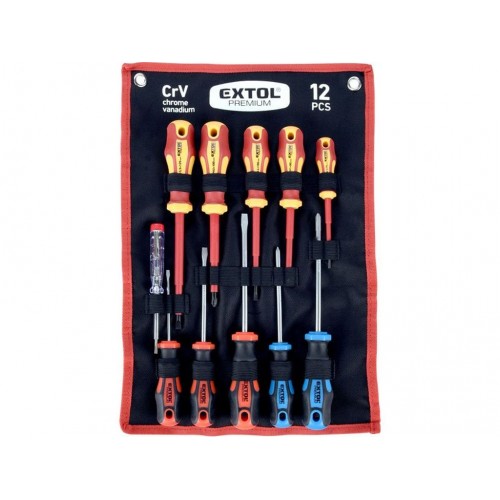 EXTOL PREMIUM šroubováky kombinovaná sada 11ks se zkoušečkou, CrV 53088