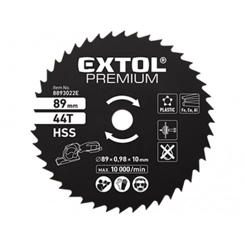 EXTOL PREMIUM kotouč pilový HSS, Ř89x1x10mm, 44T 8893022E