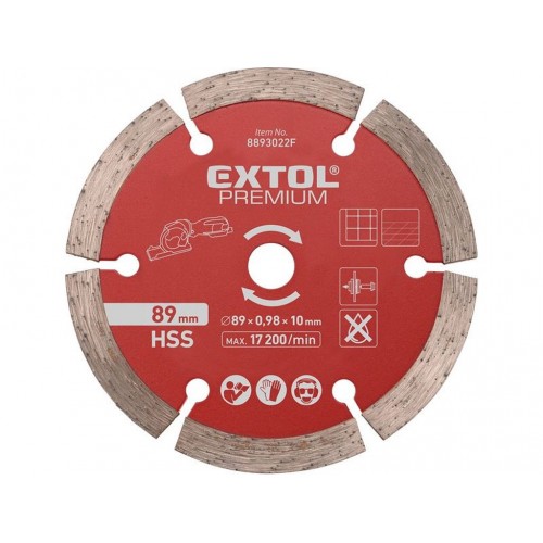 EXTOL PREMIUM kotouč diamantový řezný segmentový Ř89x1,0x10mm 8893022F