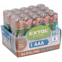 EXTOL Energy Alkalické tužkové baterie Ultra + AAA 1,5V, 20ks 42012