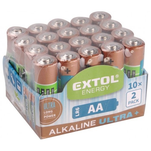 EXTOL Energy Alkalické tužkové baterie Ultra + AA 1,5V, 20ks 42013 EXTOL Energy Alkalické tužkové baterie Ultra + AA 1,5V, 20ks 42013