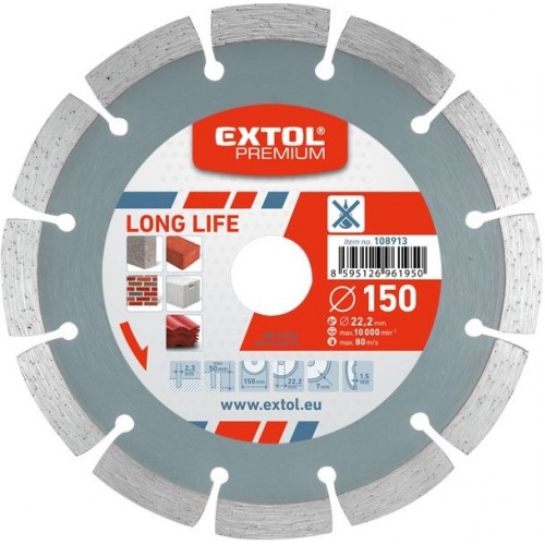 EXTOL PREMIUM kotouč diamantový řezný 150x22,2mm - SEGMENTOVÝ 108913 EXTOL PREMIUM kotouč diamantový řezný 150x22,2mm - SEGMENTOVÝ 108913