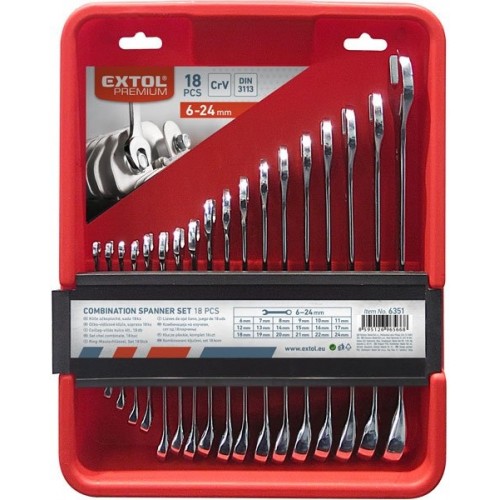 EXTOL PREMIUM klíče očkoploché, sada 18ks 6351 EXTOL PREMIUM klíče očkoploché, sada 18ks 6351