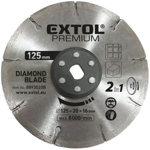 EXTOL PREMIUM kotouč řezný diamantový 125x20mm, pro 8893020 8893020B
