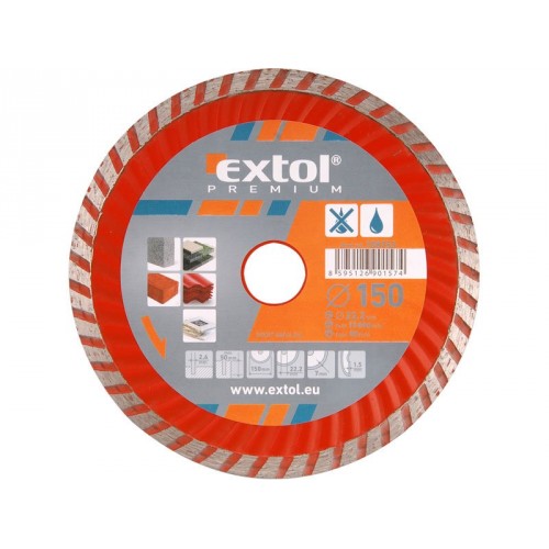 EXTOL PREMIUM kotouč diamantový řezný 115x22,2mm TURBO - suché i mokré řezání 108751